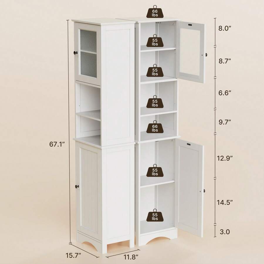 Storage - Bathroom Cabinet With Two-Way Doors, Freestanding