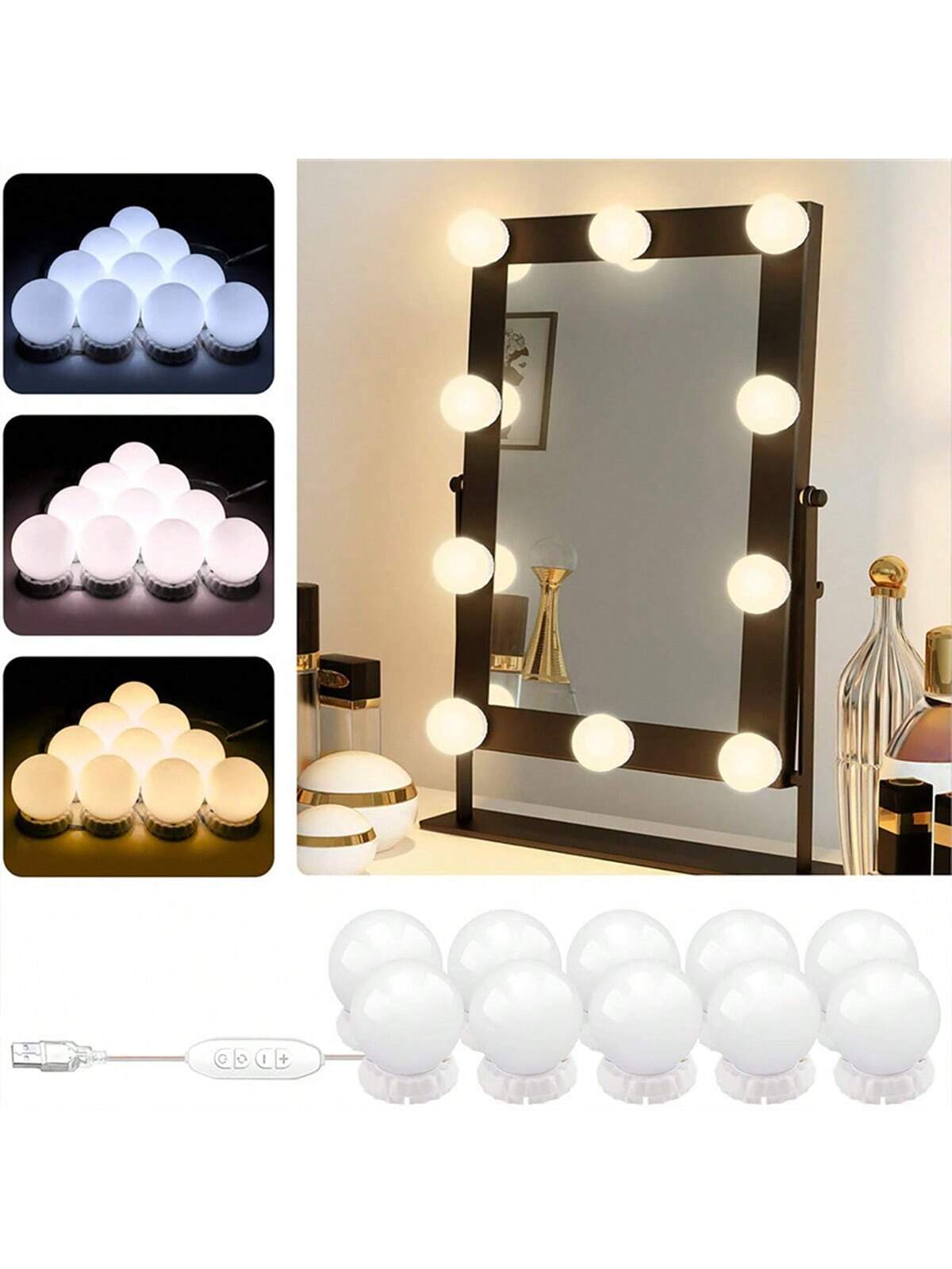 Dressing Table Vanity With Lighted Mirror - New Detachable Bulbs Professional Makeup Mirror