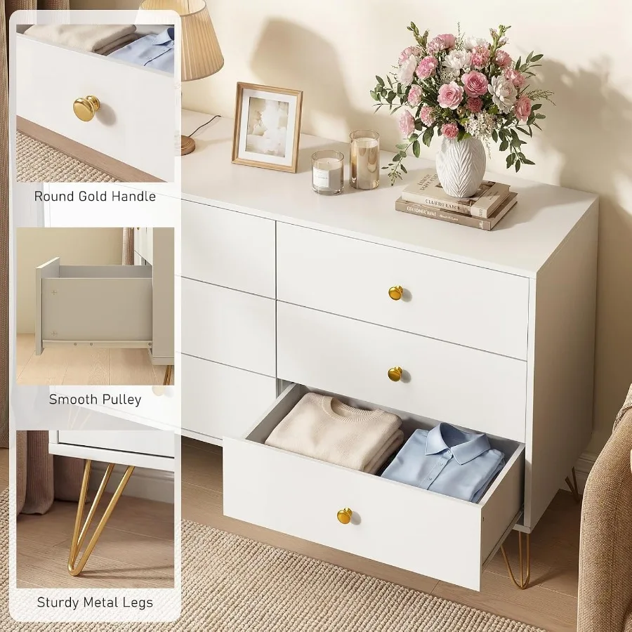 Bedroom 6-Drawer White Dresser - đánh giá và giá Storage