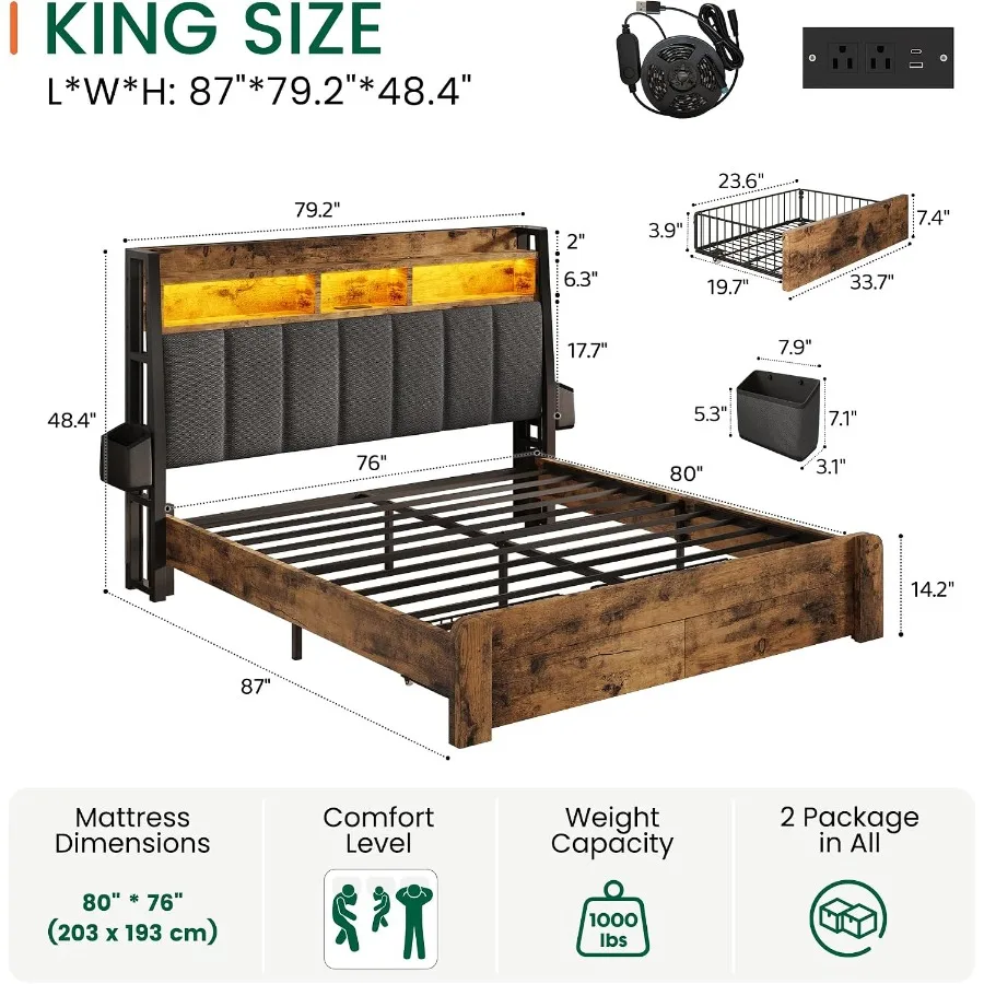 King Size Bed Frame with 2 Sto - đánh giá và giá King Size Bed Frame With Storage Drawers
