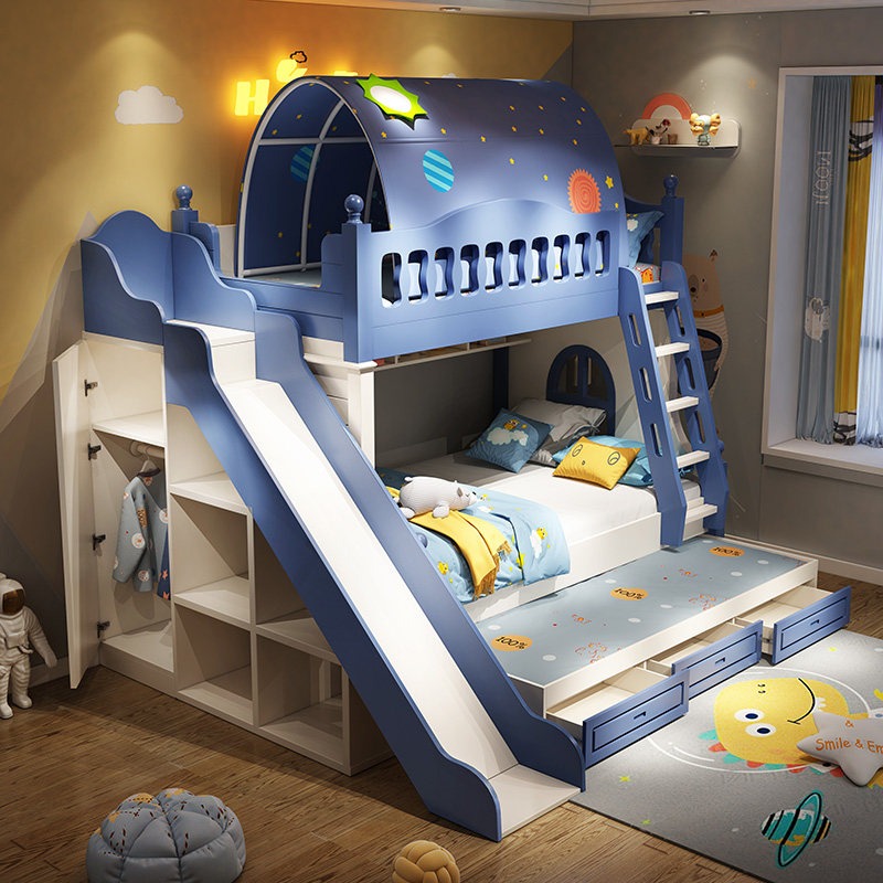 Children's Bed Up and Down Bed - đánh giá và giá Bunk Bed With Stairs And Slide