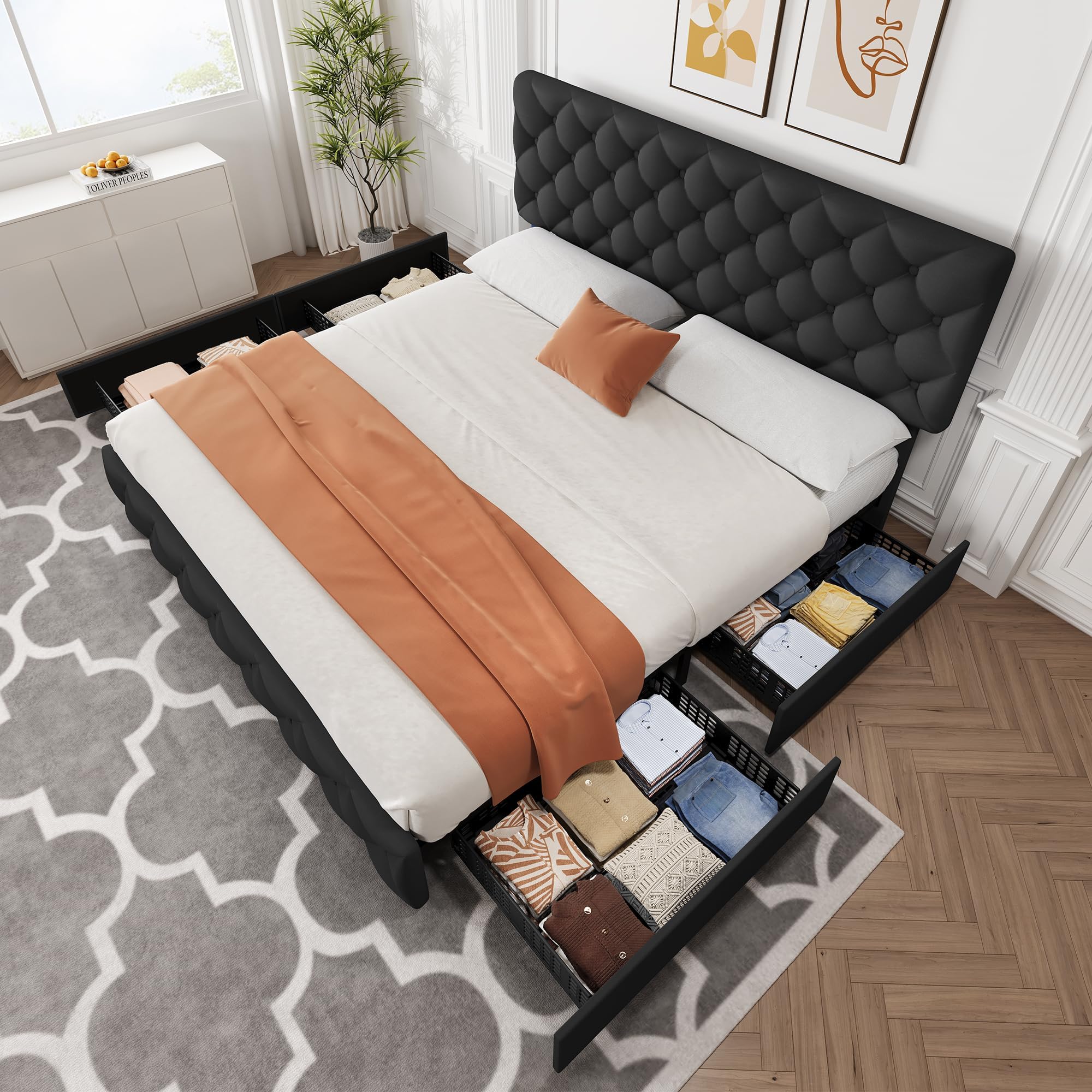 King Size Bed Frame with 4 Sto - đánh giá và giá King Size Bed Frame With Storage Drawers