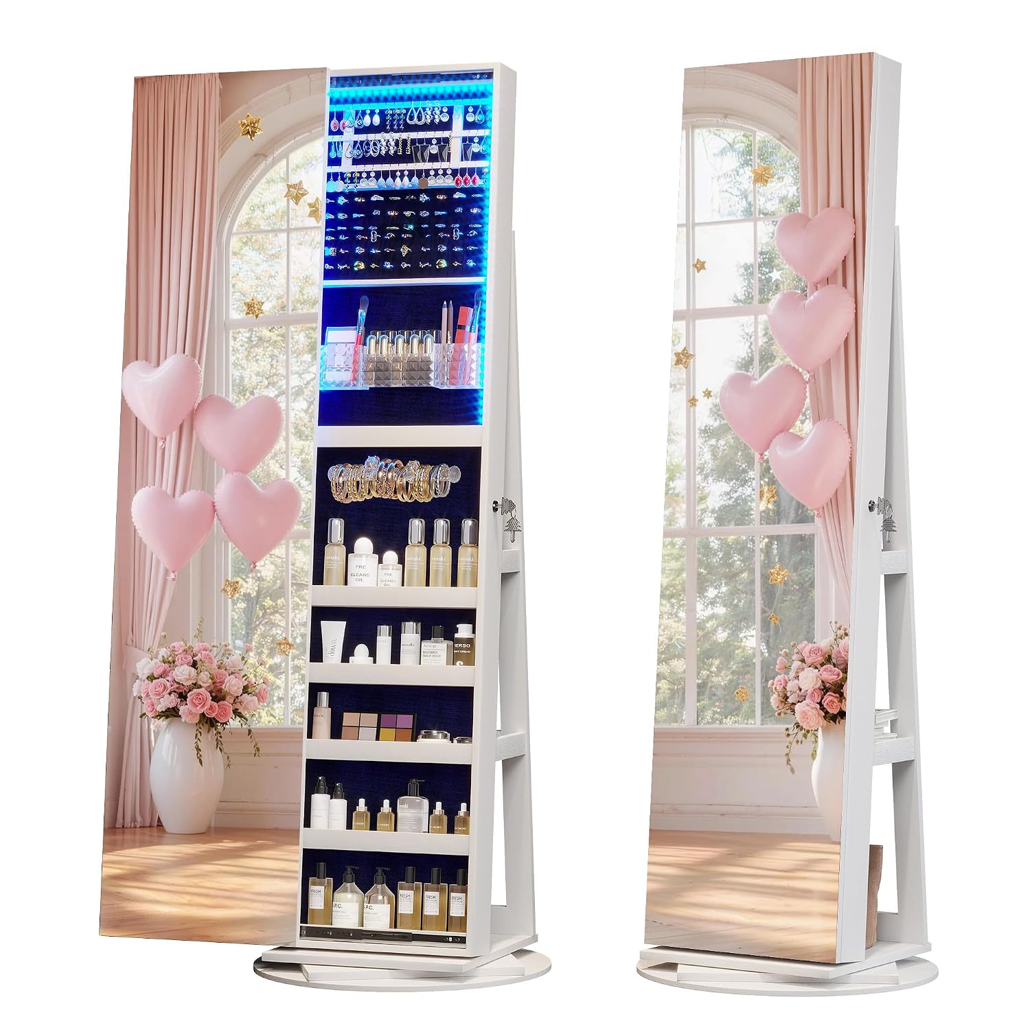 360° Swivel Jewelry Mirror Cab - đánh giá và giá Full Length Mirror Jewelry Armoire