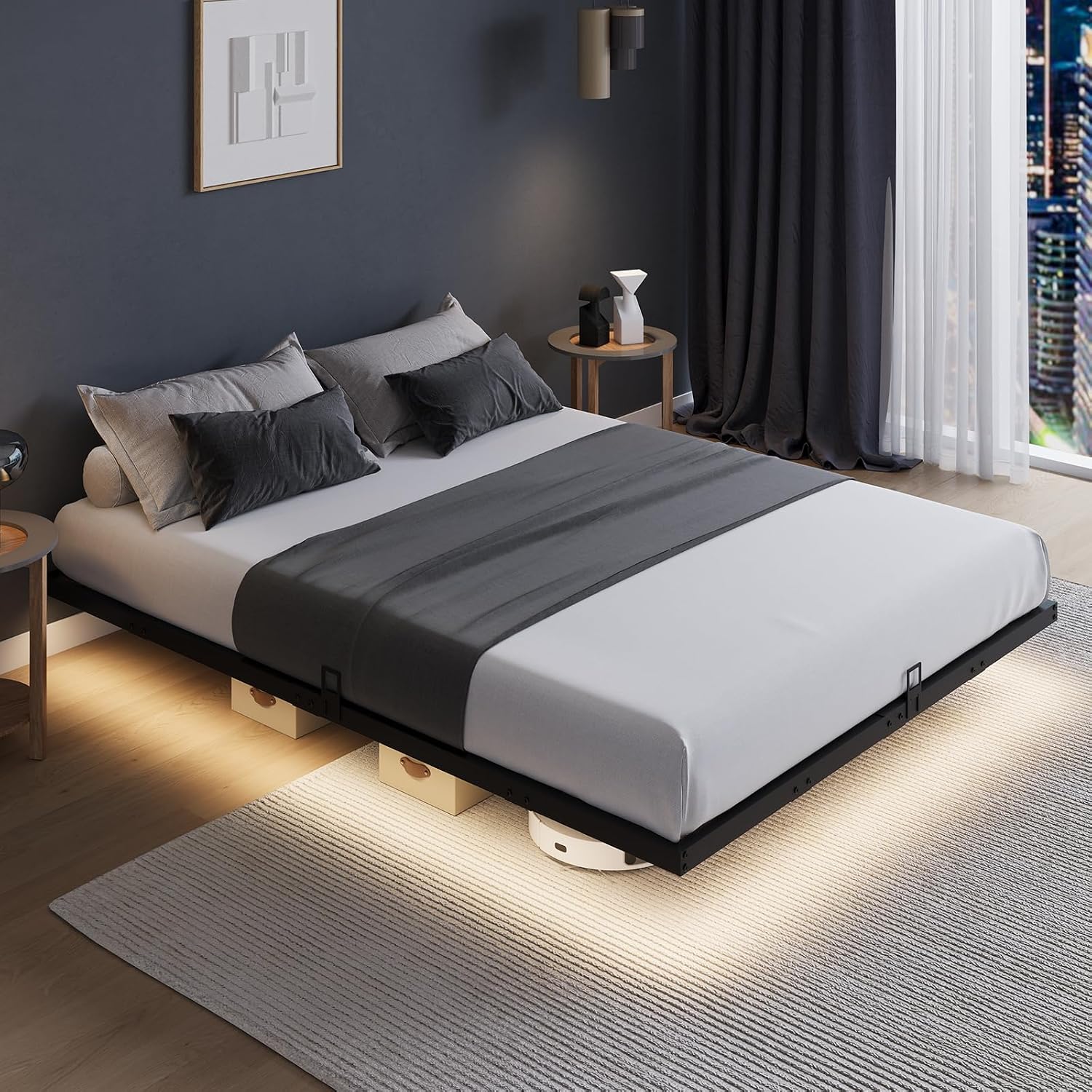 Floating Platform Bed Frame wi - đánh giá và giá Memory Foam Mattress In A Box Queen